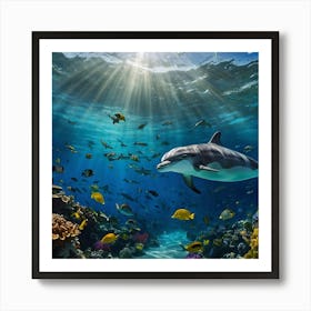 Dolphins In The Ocean Art Print