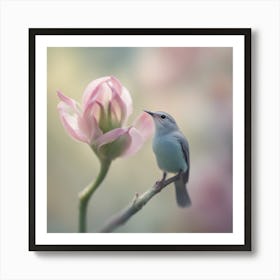 A Close Up Of A Delicate Bird Bud Just Beginning To Bloom, With Soft Petals And Hints Of Vibrant Col Art Print