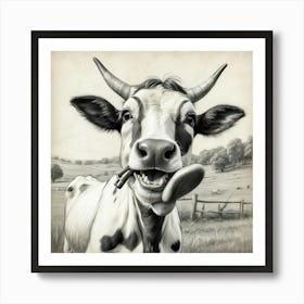 Cow With Its Tongue Out Art Print