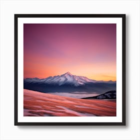 Sunrise Over Snowy Mountains Art Print