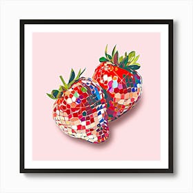 Disco Ball Strawberry  Art Print