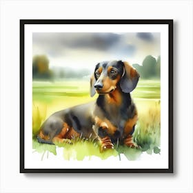 Dachshund Watercolor Painting Art Print