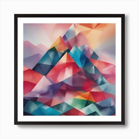 Abstract Colourful Geometric Mountain Painting Art Print
