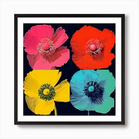 Andy Warhol Style Pop Art Flowers Anemone 1 Square Art Print