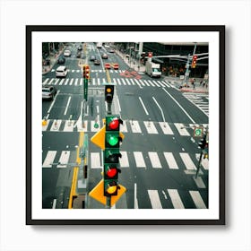 Traffic Lights Signal Intersection Road Street Control Safety Regulation Green Yellow Red Art Print