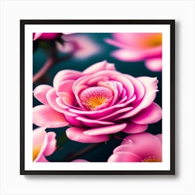 Pink Roses Wallpaper 2 Art Print