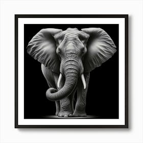 Elephant In Black And White 2 Art Print