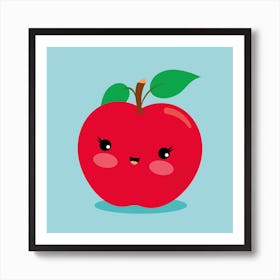 Nursery Kawaii Red Apple Art Print