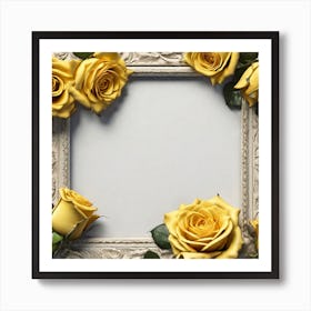 Frame With Yellow Roses Art Print