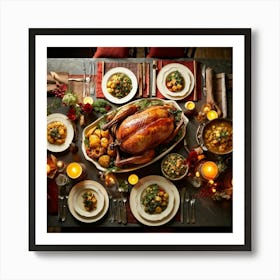 An Age Old Thanksgiving Feast Smothered In The Aroma Of Perfectly Roasted Delicacies From Succulen (5) Art Print