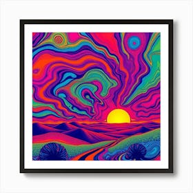 Psychedelic Sunset 1 Art Print