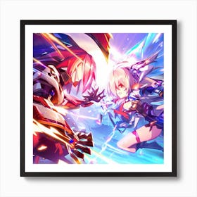 Two Anime Characters Fighting 2 Art Print