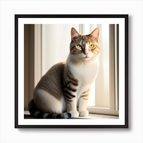 Cat Sitting On A Window Sill Art Print