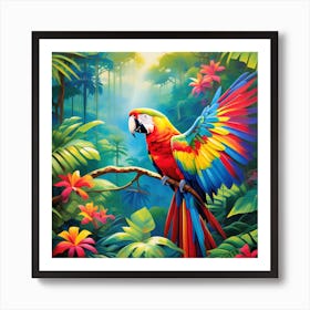 Parrot In The Jungle Art Print