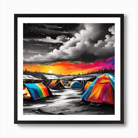 Tents At Sunset 1 Art Print