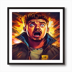 Man In Flames Art Print