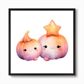 Cute Pumpkins white background Art Print