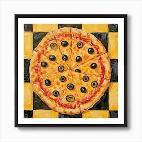 Pizza Yellow Checkerboard 1 Art Print