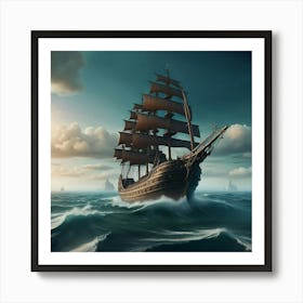 Voyage across the ocean waves Art Print