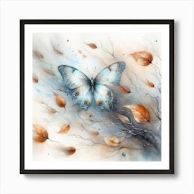 Butterfly in Autumn Leaves IV Art Print