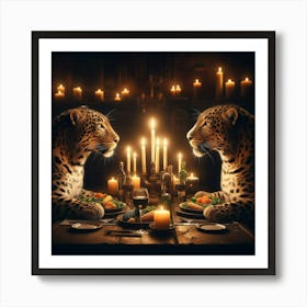 Leopards At Dinner Art Print