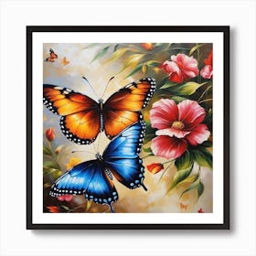 Butterflies And Flowers 9 Art Print