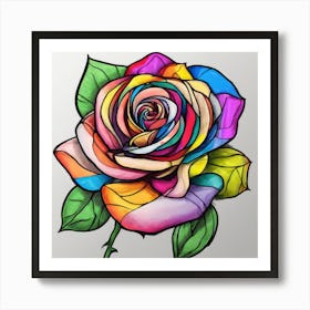 Rainbow Rose Art Print