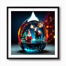 Snow Globe With Santa Claus Art Print