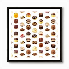 Seamless Pattern Of Chocolates 1 Art Print