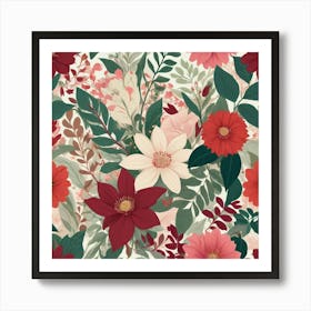 Floral Seamless Pattern 1 Art Print