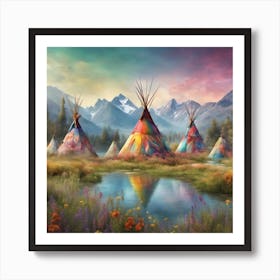 Rainbow Teepees 1 Art Print