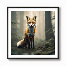 Red Fox In The Forest 40 Art Print