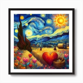 Van Gogh style, Love and Heart Valentine's Day Art Print