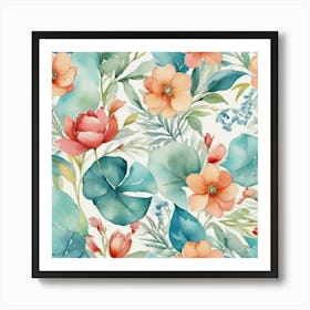 Watercolor Floral Pattern 10 Art Print