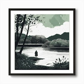 Man By The River Art Print