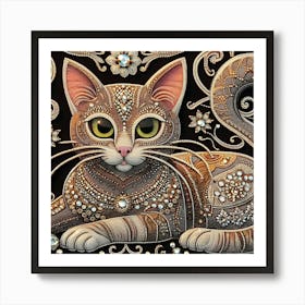 Rhinestone Cat Art Print