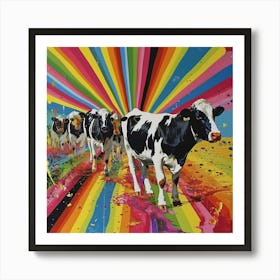 Retro Cow Paint Explosion Art Print