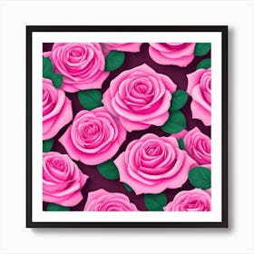 Pink Roses Wallpaper Art Print