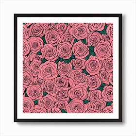 Roses Seamless Pattern 3 Art Print