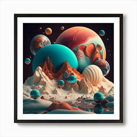 Abstract Planets Art Print