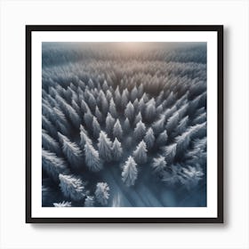 Aerial View Of Snowy Forest 8 Art Print