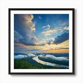 Cumulus Clouds Dominating A Scenic Cloudscape Cascading Into A Deep Azure Sky Edges Of Clouds Dus 2 1 Art Print