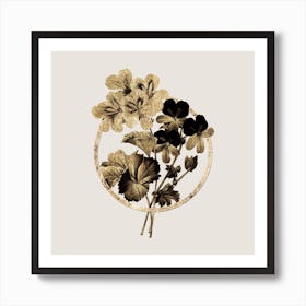 Gold Ring Crane's Bill Geranium Glitter Botanical Illustration Art Print