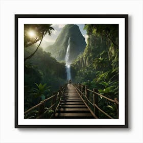 Waterfall In The Jungle Art Print