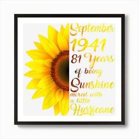 Womens September Girls 1941 Birthday Gift 81 Years Old Made In 1941 Art Print