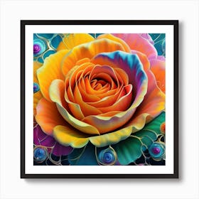 Abstract painting of a magical organic rose 1 Art Print