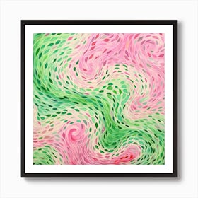 Pink And Green Swirls 1 Art Print