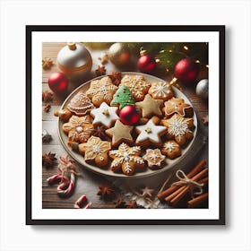Christmas Cookies On A Plate Art Print