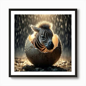 Zebra In The Rain 1 Art Print