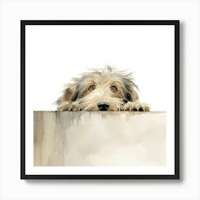 Dog Peeking Over The Wall 5 Art Print